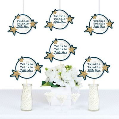 Double Sided Silver Crescent Moon and Gold Star Twinkle Twinkle Little Star Party Decoration DIY Shaped Baby Shower or Birthday Party